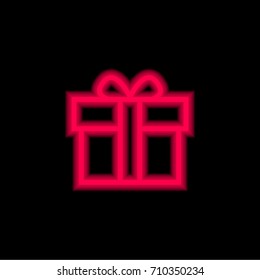 Gift red glowing neon ui ux icon. Glowing sign logo vector