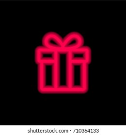 Gift red glowing neon ui ux icon. Glowing sign logo vector