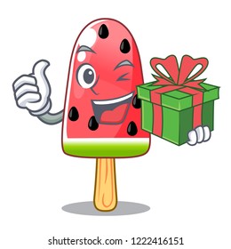 With gift red watermelon ice cream cartoon shaped