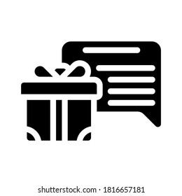 regalo para revisar el vector de icono de glifo. signo de regalo para revisión. símbolo de contorno aislado ilustración negra