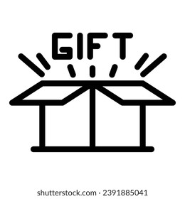 Vector de contorno de icono de recompensa de regalo. Beneficio del cliente. Programa en línea