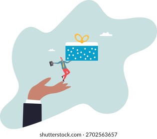 Gift reward program, bonus or surprise present for customer, employee reward or lucky prize, birthday gift box or festive incentive,about a man and his life.