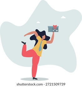 Programa de recompensa de regalo, bono o regalo sorpresa para Cliente, recompensa de empleado o premio de la suerte, caja de regalo de cumpleaños o incentivo festivo, vida y empleo de las personas.
