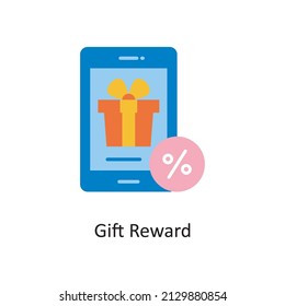 Gift Reward vector Flat Icon Design illustration. Discounts And Loyalty Programs Symbol on White background EPS 10 File