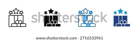Gift Rewards Multiple Style Icon Design Vector - Gift box with three stars on top, representing reward, bonus, or achievement