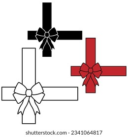 Gift ribbon and bow icon vector set. Gift ribbon illustration sign collection. bow symbol. ribbon logo.