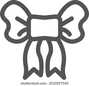 Gift ribbon bow line icon. Present decoration