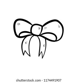 gift ribbon doodle icon vector