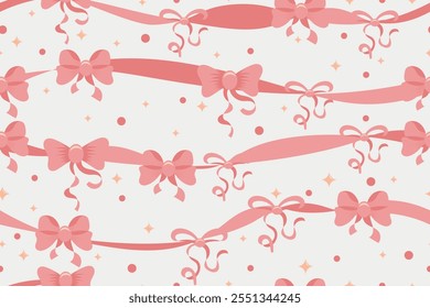 gift ribbon seamless pattern in vector for background,fabric,wrapping,etc