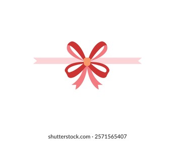 Gift Ribbon Vector Illustration - Decorative Element for Wrapping Gift Boxes. String Knot Bow Icon Design for Wrap and Decor, Perfect for Special Occasions like Birthday, New Year, Holiday, Surprises.