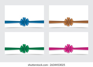 Gift ribbons with colorful bows in horizontal layout for packaging and decoration.