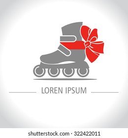 Gift. Roller skates with a red bow.