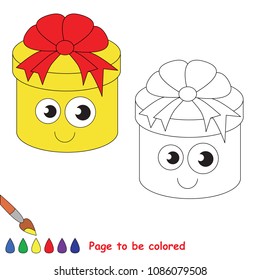 Gift Round Box to be colored, the coloring book for preschool kids with easy educational gaming level.