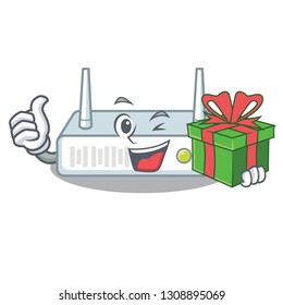With gift router isolated with in the mascot