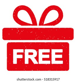 Gift rubber seal stamp watermark. Icon vector symbol with grunge design and dust texture. Scratched red ink emblem on a white background.