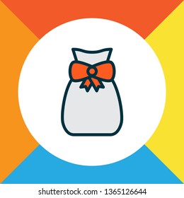 Gift sack icon colored line symbol. Premium quality isolated surprise element in trendy style.