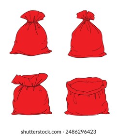 Gift santa claus red bag isolated on white vector illustration