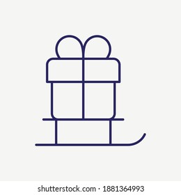 Gift Santa Sleigh Outline Vector Icon
