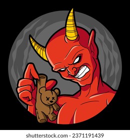 A gift from Satan. Spooky Horror Cartoon Creature Character Illustration.