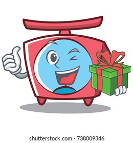 With gift scale character cartoon style