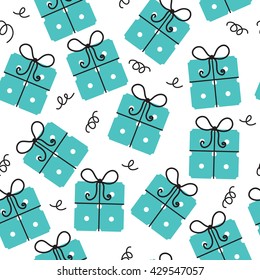 Gift seamless texture. Gifts background. Celebratory background. Vector illustration.