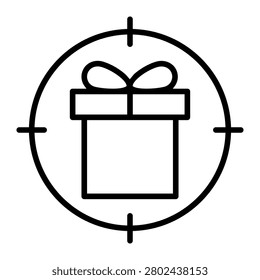 Gift search icon vector set. Present finder illustration sign collection. Surprise discovery symbol. Gift lookup logo or mark.