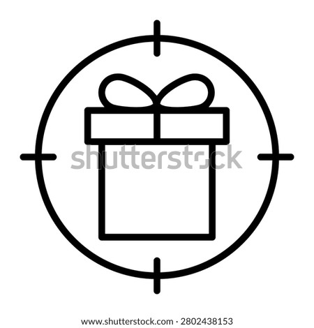 Gift search icon vector set. Present finder illustration sign collection. Surprise discovery symbol. Gift lookup logo or mark.