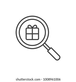 Gift search line icon.