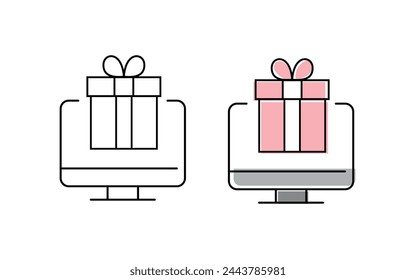 gift. to send. to receive a gift. holiday. vector. on a white background. icons. black lines.