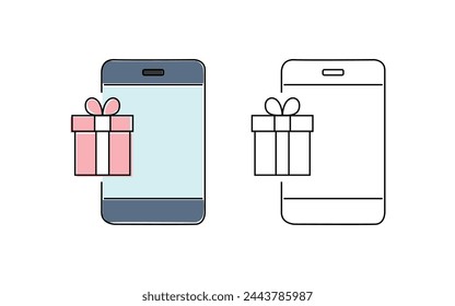 gift. to send. to receive a gift. holiday. vector. on a white background. icons. black lines.