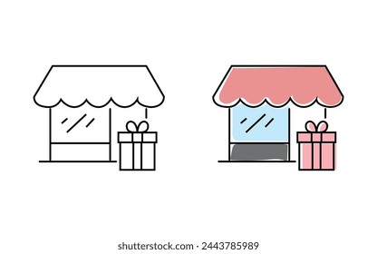 regalo. enviar. recibir un regalo. vacaciones. vector. sobre un fondo blanco. iconos. líneas negras.
