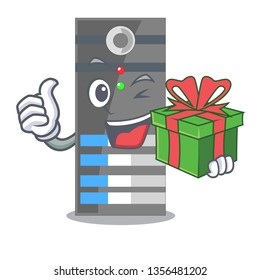 With gift server data in the cartoon shape