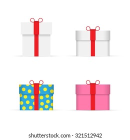 Gift set box. Presents icon set. Vector illustration. Vector illustration
