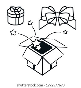 Gift set design. Gift packaging with ribbon and bow vector icon. Gift box on white background