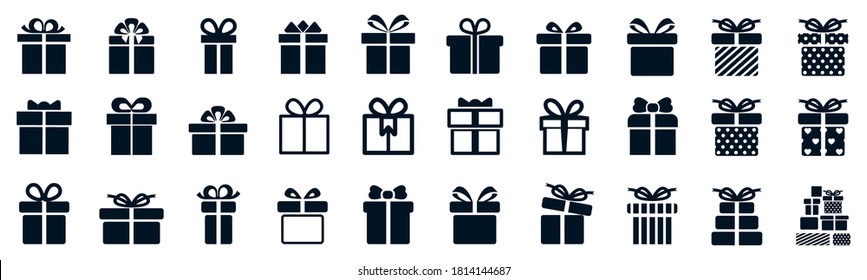 Gift set different icon, collection gift signs - stock vector