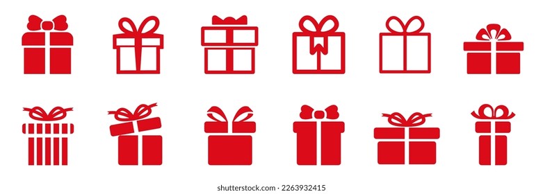 Gift set different icon, collection gift signs - vector