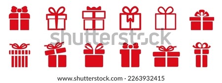 Gift set different icon, collection gift signs - vector