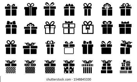 Gift Set Different Icon Sign - Vector
