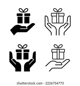 Gift set icon, isolated on white background