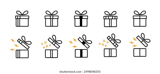 gift set icon, outline design, simple, banner and birthday celebration, editable vector eps 10