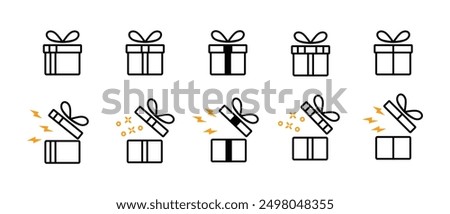 gift set icon, outline design, simple, banner and birthday celebration, editable vector eps 10