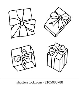 Gift set. Linear vector illustration.