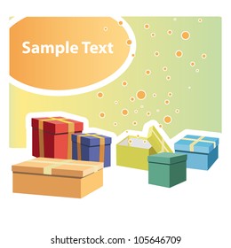 Gift set of many colors. Vector illustration.