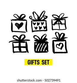 Gift set painted with a brush.