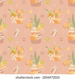 Gift set. Vector seamless pattern in doodle style for greeting cards, invitations, wrapping paper, wallpapers, backgrounds.