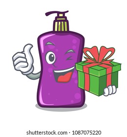 With gift shampo mascot cartoon style