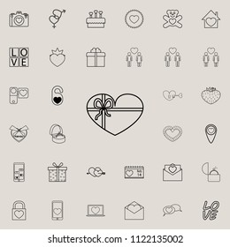 a gift in the shape of a heart icon. Detailed set of Valentine icons. Premium quality graphic design sign. One of the collection icons for websites, web design, mobile app on colored background