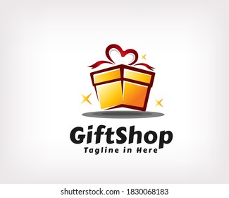 Gift shop box package logo symbol icon design illustration