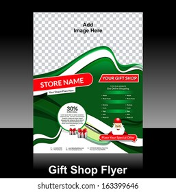 Gift Shop Flyer Design Vector Illustration 