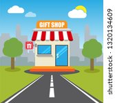 gift shop front exterior facade.flat design.gift shop building - gift shop icon. Shop icon. 